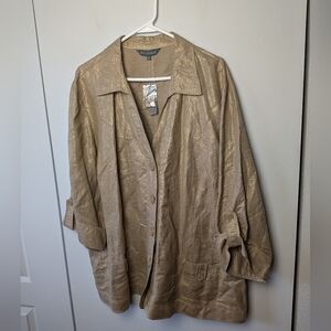 NWT ADDITION ELLE Plus Size Women Top Gold Color Size 26 Buttons Closure